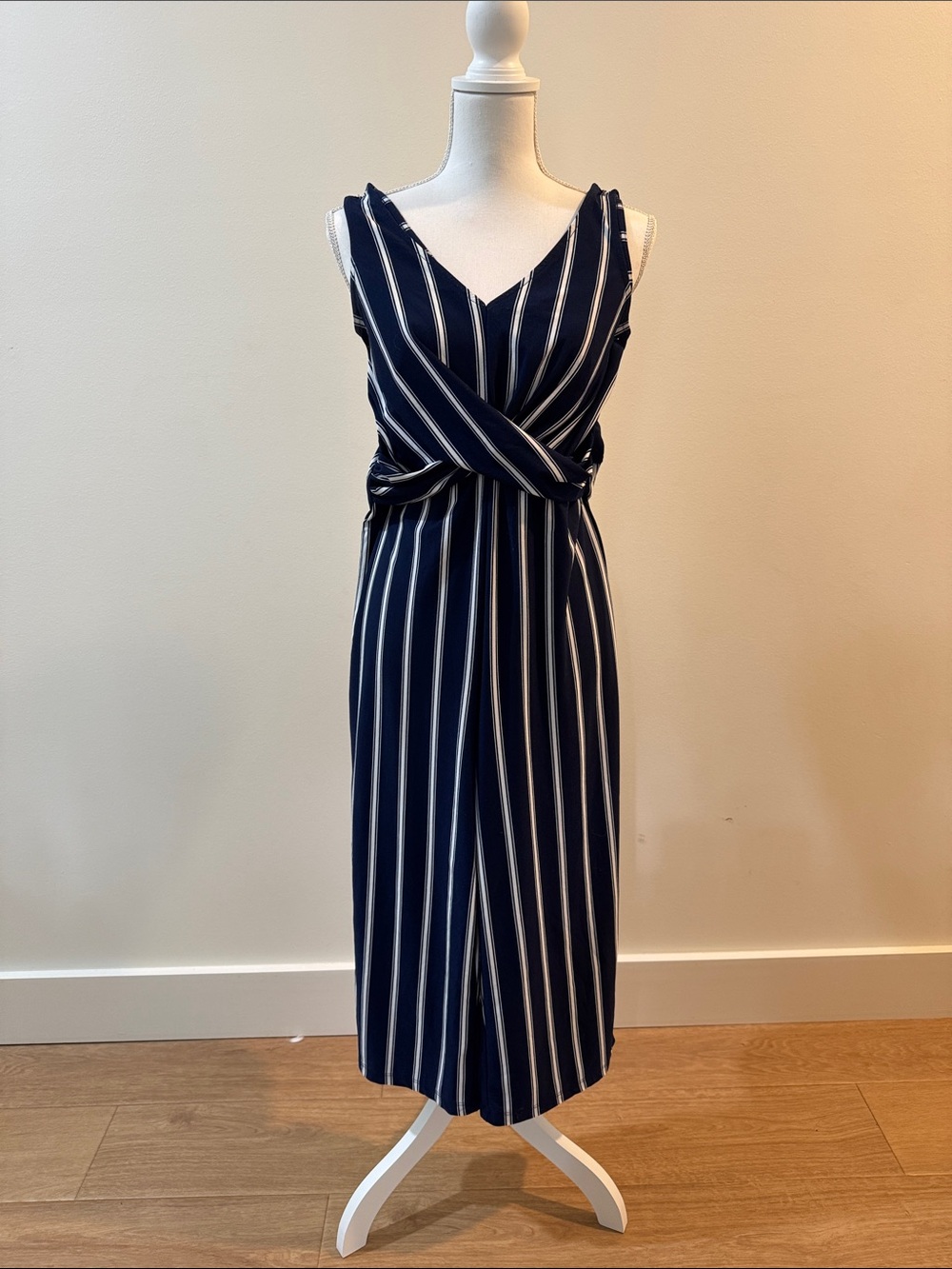 Candie’s Sleeveless Navy Stripe Jumpsuit
